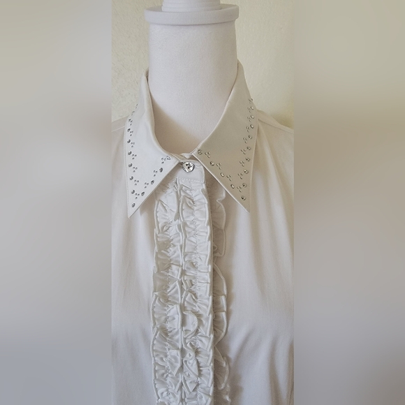 New, Vintage Christine Alexander white rhinestones and ruffled Sz Large. - Picture 2 of 3